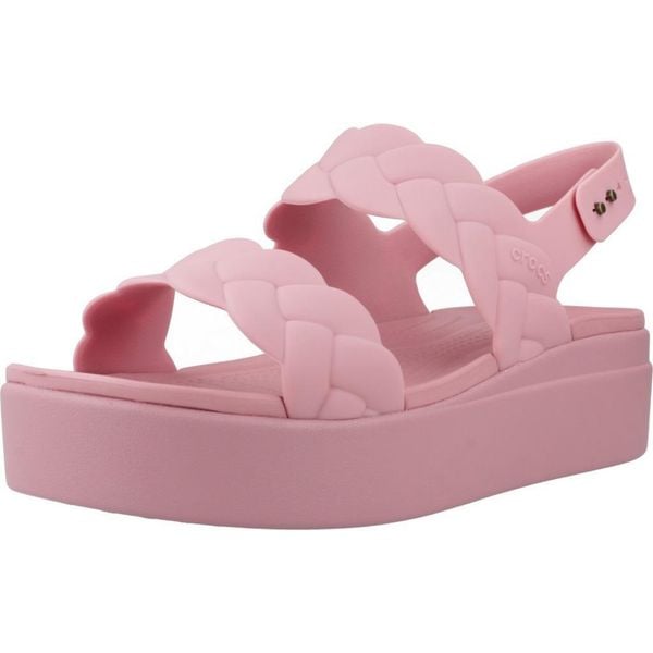 Sandały CROCS BROOKLYN WOVEN UPPER LW Rose. Czerwone sandały damskie Crocs, bez wzorów, z syntetyku, bez obcasa, bez zapięcia. Za 372.99 zł.
