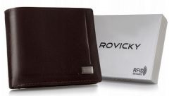 Portfel skórzany Rovicky PC-107-BAR brązowy. Brązowe portfele męskie ROVICKY, bez wzorów, ze skóry. Za 77.99 zł.