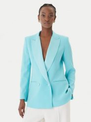 Marella Marynarka Giugno 2613041132 Turkusowy Regular Fit. Niebieskie marynarki i żakiety damskie Marella, bez wzorów, z acetatu, bez kołnierzyka, bez ramiączek. Za 1,879.00 zł.