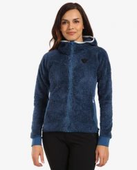 Bluza damska z kapturem Kilpi Norka. Niebieskie bluzy damskie Kilpi, bez wzorów, z materiału, eleganckie, bez ramiączek, z kapturem. Za 422.05 zł.
