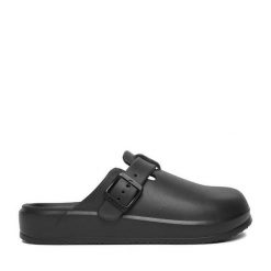 Klapki Hunter. Czarne klapki damskie Hunter, bez wzorów, bez obcasa, bez zapięcia. Za 129.99 zł.