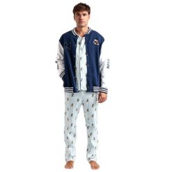Ciepła kurtka Disney Mickey New York. Niebieskie kurtki męskie Disney, l, bez wzorów, z bawełny, bez kaptura. Za 219.55 zł.