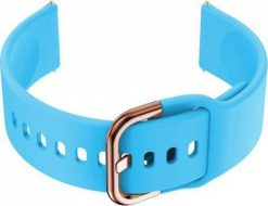 Pasek gumowy do smartwatch 18mm - niebieski/r.gold. Niebieskie zegarki smartwatch NoName, bez wzorów, z gumy. Za 99.00 zł.