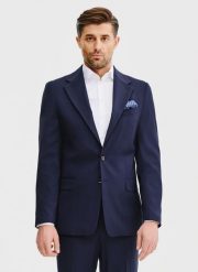 PAKO LORENTE – Wełniana marynarka garniturowa w kolorze granatowym. Garnitury męskie Pako Lorente, m, bez wzorów, z wełny, biznesowe. Za 1,699.99 zł.