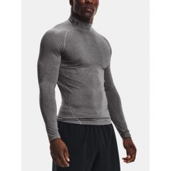 Koszulka fitness męska Under Armour Ua Hg Armour Comp Mock z długim rękawem. Szare bluzy męskie Under Armour, m, bez wzorów, sportowe, bez ramiączek, bez kaptura. Za 109.99 zł.