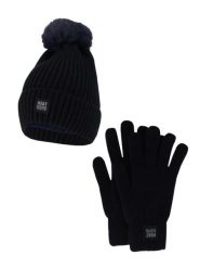 Damski Zimowy Zestaw Termiczny - Czapka + Rękawiczki - Granatowy. Niebieskie czapki damskie HEAT KEEPER, na zimę, bez wzorów, z materiału, eleganckie. Za 134.32 zł.