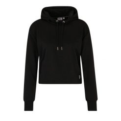 Bluza damska FILA Rheine Cropped Hoody. Czarne bluzy damskie Fila, l, bez wzorów, z materiału, sportowe, bez ramiączek, z kapturem. Za 129.99 zł.