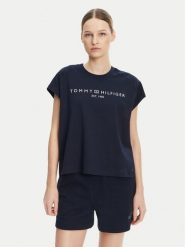 Tommy Hilfiger T-Shirt WW0WW46113 Granatowy Regular Fit. Niebieskie t-shirty damskie Tommy Hilfiger, s, bez wzorów, z bawełny, bez kołnierzyka, bez ramiączek. Za 129.99 zł.