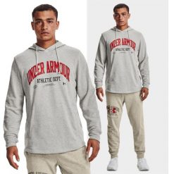 Bluza fitness męska UNDER ARMOUR Rival Athletic z kapturem. Szare bluzy męskie Under Armour, m, bez wzorów, casualowe, bez ramiączek, z kapturem. W wyprzedaży za 208.04 zł.