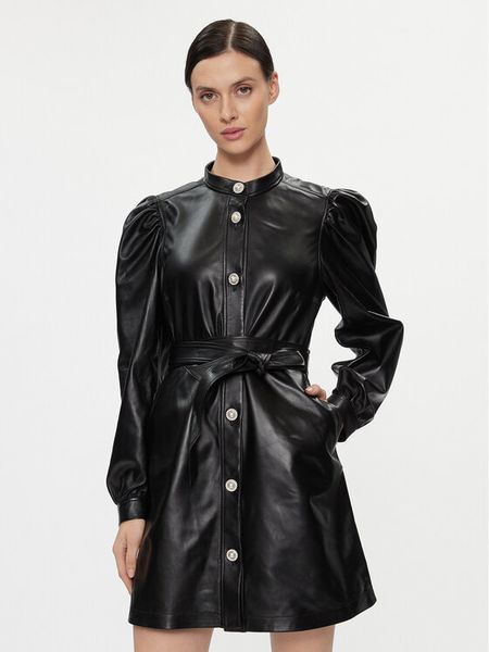 Custommade Sukienka skórzana Lanette 999418461 Czarny Regular Fit. Czarne sukienki damskie Custommade, xs, bez wzorów, ze skóry, bez kołnierzyka, bez ramiączek. Za 1,749.00 zł.