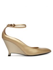 PINKO Czółenka Gwen 05 SD0643P050 Złoty. Żółte czółenka damskie Pinko, bez wzorów, ze skóry, bez obcasa, bez zapięcia. Za 1,179.00 zł.