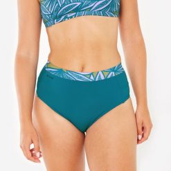 Dół kostiumu kąpielowego surfingowego damski Olaian Rosa. Fioletowe bikini OLAIAN, bez wzorów, z elastanu. Za 79.99 zł.