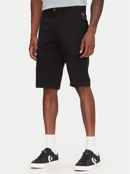 Tom Tailor Denim Szorty materiałowe 1044836 Czarny Regular Fit. Czarne szorty męskie TOM TAILOR DENIM, bez wzorów, z bawełny. Za 209.99 zł.