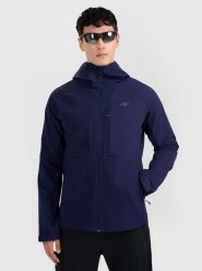 4F Kurtka softshell wiatroodporna membrana 10000 męska - granatowa S. Niebieskie kurtki męskie 4F, m, bez wzorów, z materiału, bez kaptura, trekkingowe, primaloft. Za 399.99 zł.