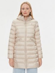 Tommy Hilfiger Płaszcz zimowy Global Stripe WW0WW39221 Écru Regular Fit. Płaszcze damskie Tommy Hilfiger, na zimę, l, bez wzorów, z syntetyku, bez kołnierzyka, bez kaptura. Za 879.99 zł.