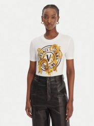 Versace Jeans Couture T-Shirt 80HAHE01 CJ02E Biały Slim Fit. Białe t-shirty damskie Versace Jeans Couture, m, bez wzorów, z bawełny, bez kołnierzyka, bez ramiączek. Za 505.99 zł.