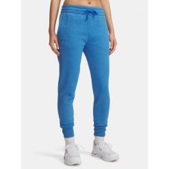 Spodnie Damskie Dresowe Joggery Under Armour Rival Fleece. Niebieskie spodnie dresowe damskie Under Armour, bez wzorów, z dresówki, sportowe, na fitness i siłownię. W wyprzedaży za 149.88 zł.
