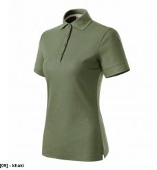 MALFINI - ADLER - - Koszulka polo damska, Certified by Intertek GOTS-14289, g/m, % bawełna organiczna khaki M. Brązowe bluzki damskie MALFINI, m, bez wzorów, z bawełny, bez kołnierzyka, bez ramiączek. Za 68.16 zł.