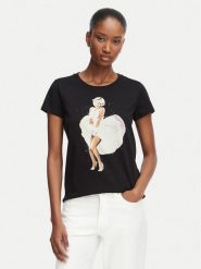 Guess T-Shirt W6YI66 K6715 Czarny Regular Fit. Czarne t-shirty damskie Guess, m, z aplikacjami, z bawełny, bez kołnierzyka, bez ramiączek. Za 214.99 zł.