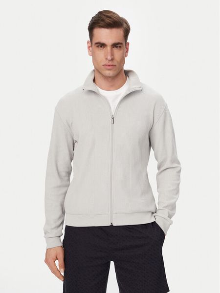 BOSS Bluza Structure 50559332 Szary Regular Fit. Szare bluzy męskie Boss, m, bez wzorów, z bawełny, bez ramiączek, bez kaptura. Za 268.99 zł.