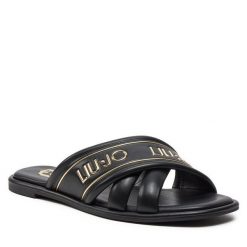 Klapki Liu Jo. Czarne klapki damskie Liu Jo, bez wzorów, bez obcasa, bez zapięcia. Za 649.99 zł.
