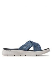 Skechers Klapki Go Walk Flex Sandal-Impressed 141420/NVY Granatowy. Niebieskie klapki damskie Skechers, bez wzorów, z materiału, bez obcasa, bez zapięcia. Za 229.99 zł.