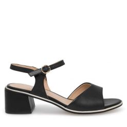 Sandały Lasocki. Czarne sandały damskie Lasocki, bez wzorów, bez obcasa, na słupku, bez zapięcia. Za 159.99 zł.