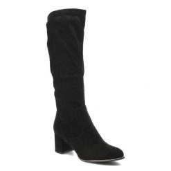 Czarne Kozaki Marco Tozzi Wygodne Eleganckie Buty Damskie. Czarne kozaki damskie Marco Tozzi, bez wzorów, z materiału, bez obcasa, na obcasie, bez zapięcia. Za 348.99 zł.