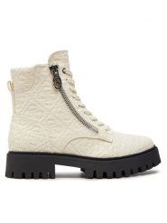 Guess Botki Fiona FLTFIO FAL10 Biały. Białe botki damskie Guess, z aplikacjami, ze skóry, bez obcasa, na płaskiej podeszwie, bez zapięcia. Za 799.99 zł.
