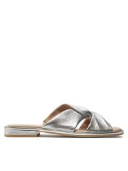 Caprice Klapki 9-27100-42 Srebrny. Szare klapki damskie Caprice, bez wzorów, ze skóry, bez obcasa, bez zapięcia. Za 183.99 zł.