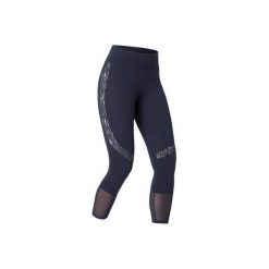Legginsy Gym & Pilates 7/8 damskie. Niebieskie legginsy damskie DOMYOS, bez wzorów, z bawełny. Za 49.99 zł.