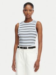 Tommy Hilfiger T-Shirt Multistripe WW0WW50025 Niebieski Slim Fit. Niebieskie t-shirty damskie Tommy Hilfiger, xxs, bez wzorów, z bawełny, bez kołnierzyka, bez ramiączek. Za 129.99 zł.