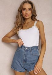 Biały Top Bawełniany Tryphelaia. Białe topy damskie Renee, l, bez wzorów, z bawełny, klasyczne, bez kołnierzyka, bez ramiączek. Za 19.99 zł.