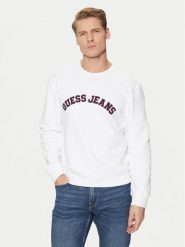 Guess Jeans Bluza M5RQ41 KCPR1 Biały Regular Fit. Białe bluzy męskie Guess Jeans, l, z aplikacjami, z bawełny, bez ramiączek, bez kaptura. Za 219.99 zł.