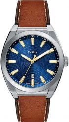 Zegarek Fossil Zegarek Męski Fossil Everett FS6115 Classic Silver Blue Dial Brown Leather. Brązowe zegarki męskie FOSSIL, bez wzorów. Za 452.99 zł.