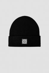 GUESS Czarna czapka Branded Beanie Washed. Czarne czapki męskie Guess, z aplikacjami. W wyprzedaży za 125.99 zł.