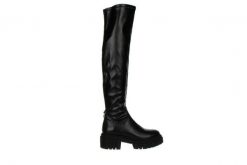 Kozaki Bayla-159 3985 126-P Czarny 159168, Skóra naturalna - 37. Czarne kozaki damskie Bayla, z aplikacjami, ze skóry ekologicznej, bez obcasa, bez zapięcia. W wyprzedaży za 224.10 zł.