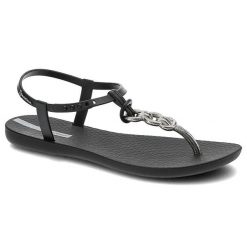 Czarne Sandały Ipanema Wodoodporne Sandały Damskie. Czarne sandały damskie Ipanema, z aplikacjami, bez obcasa, bez zapięcia. Za 89.99 zł.