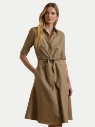 LAUREN RALPH LAUREN Sukienka koszulowa 200905667016 Beżowy Regular Fit. Brązowe sukienki damskie Lauren Ralph Lauren, bez wzorów, ze lnu, bez kołnierzyka, bez ramiączek, koszulowe. Za 679.99 zł.