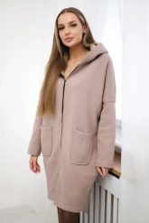 Bluza ocieplana rozpinana z dłuższym tyłem beżowa. Brązowe bluzy damskie KESI, l, bez wzorów, z bawełny, bez ramiączek, z kapturem. Za 218.51 zł.