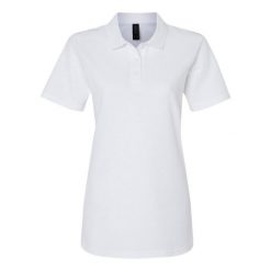 Damska Koszulka Polo Pique Soft Touch. Niebieskie koszulki sportowe damskie GILDAN, s, bez wzorów, bez ramiączek. Za 59.99 zł.