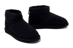 EMU AUSTRALIA W10937 STINGER MICRO black, botki damskie. Czarne botki damskie Emu Australia, na zimę, bez wzorów, ze skóry, bez obcasa, bez zapięcia. Za 669.90 zł.