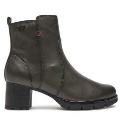 Botki Jana. Szare botki damskie Jana, bez wzorów, bez obcasa, na słupku, bez zapięcia. Za 319.99 zł.