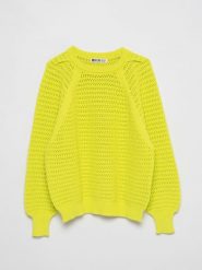 Sweter damski o ażurowym splocie limonkowy Funia 300. Zielone swetry nierozpinane damskie BIG STAR, l, w ażurowe wzory, z jeansu, eleganckie, bez kołnierzyka, bez ramiączek. W wyprzedaży za 139.99 zł.