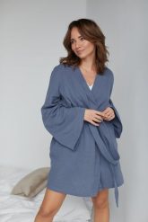 SZLAFROK ELISE NIEBIESKI L - Flawless. Niebieskie szlafroki damskie Flawless, l, bez wzorów, z bawełny, bez ramiączek, bez kaptura. Za 270.00 zł.