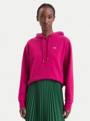 Lacoste Bluza SF7612 Różowy ciemny Oversize. Czerwone bluzy damskie Lacoste, bez wzorów, z bawełny, bez ramiączek, bez kaptura. Za 594.99 zł.