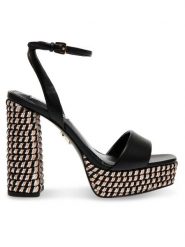 Steve Madden Sandały La verne Sandal SM11002976-02002-001 Czarny. Czarne sandały damskie Steve Madden, bez wzorów, ze skóry, bez obcasa, na słupku, bez zapięcia. Za 649.99 zł.