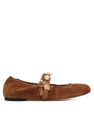 Stuart Weitzman Baleriny Socharming Mary Jane SN125 Brązowy. Brązowe balerinki damskie Stuart Weitzman, bez wzorów, ze skóry, bez obcasa, bez zapięcia. Za 2,079.00 zł.