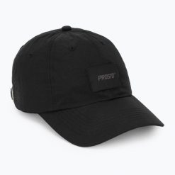 Czapka z daszkiem PROSTO Jacquard. Czarne czapki damskie Prosto., bez wzorów, z materiału. Za 94.99 zł.