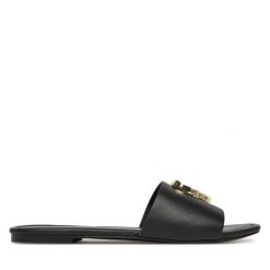 Klapki LOVE MOSCHINO. Czarne klapki damskie Love Moschino, bez wzorów, bez obcasa, bez zapięcia. Za 439.99 zł.